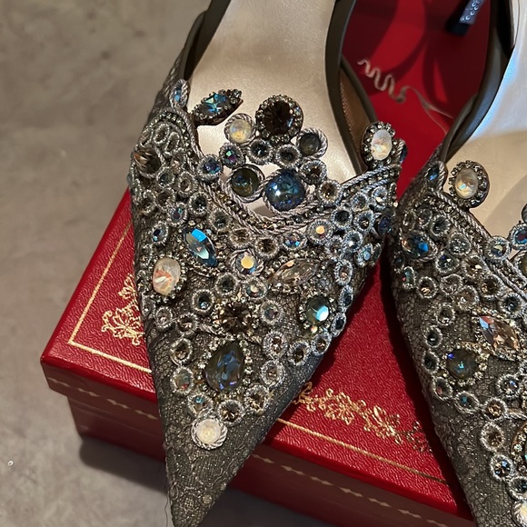 ✨RENE CAOVILLA✨ Veneziana 75 Crystal Lace Slingback Pumps - Brand New - Picture 5 of 14